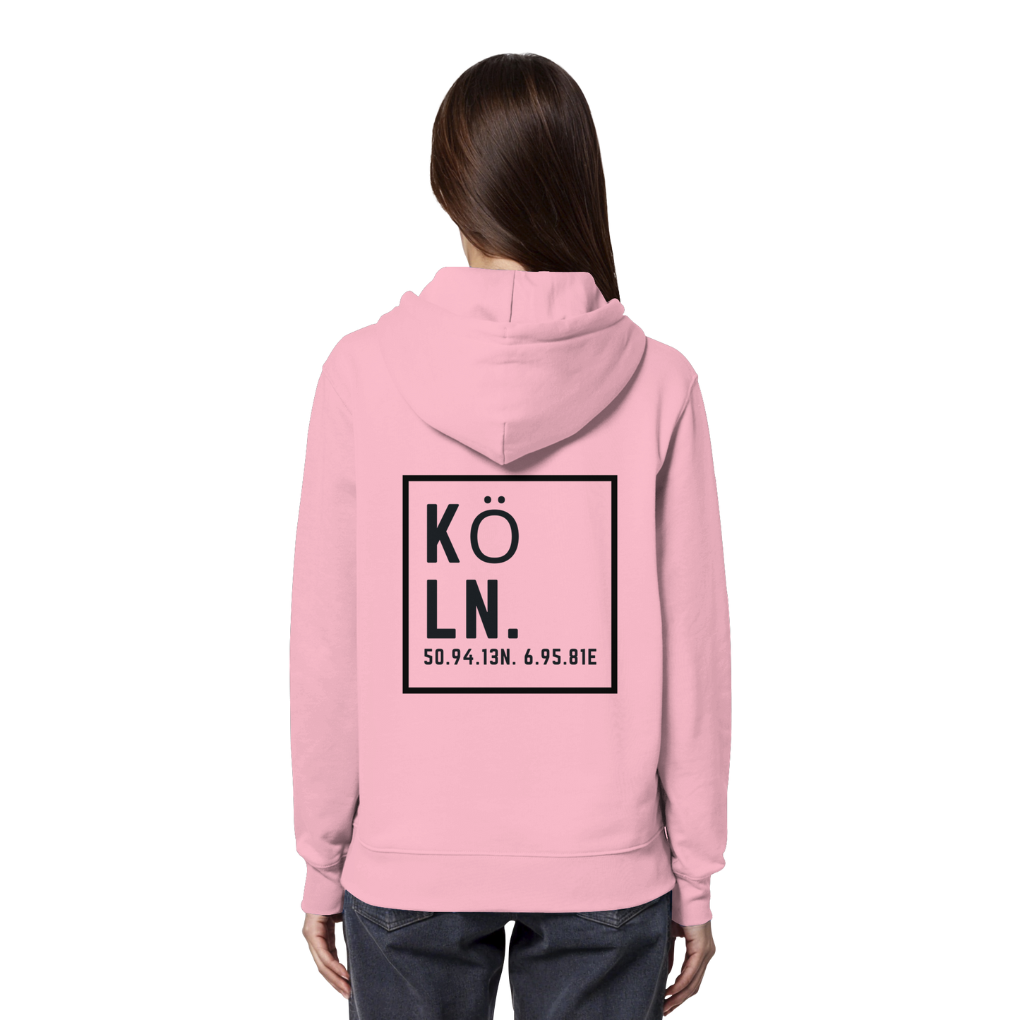 Köln Koordinaten (großer Druck auf dem Rücken) - Organic Hoodie