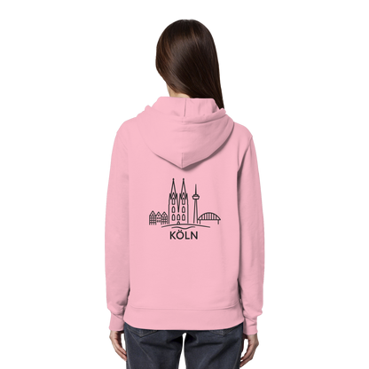 Köln Skyline (großer Druck auf dem Rücken) - Organic Hoodie