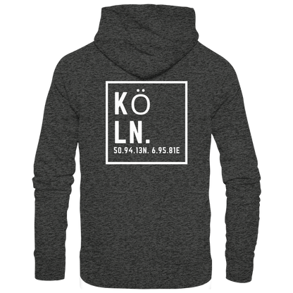Köln Koordinaten (großer Druck auf dem Rücken) - Organic Hoodie