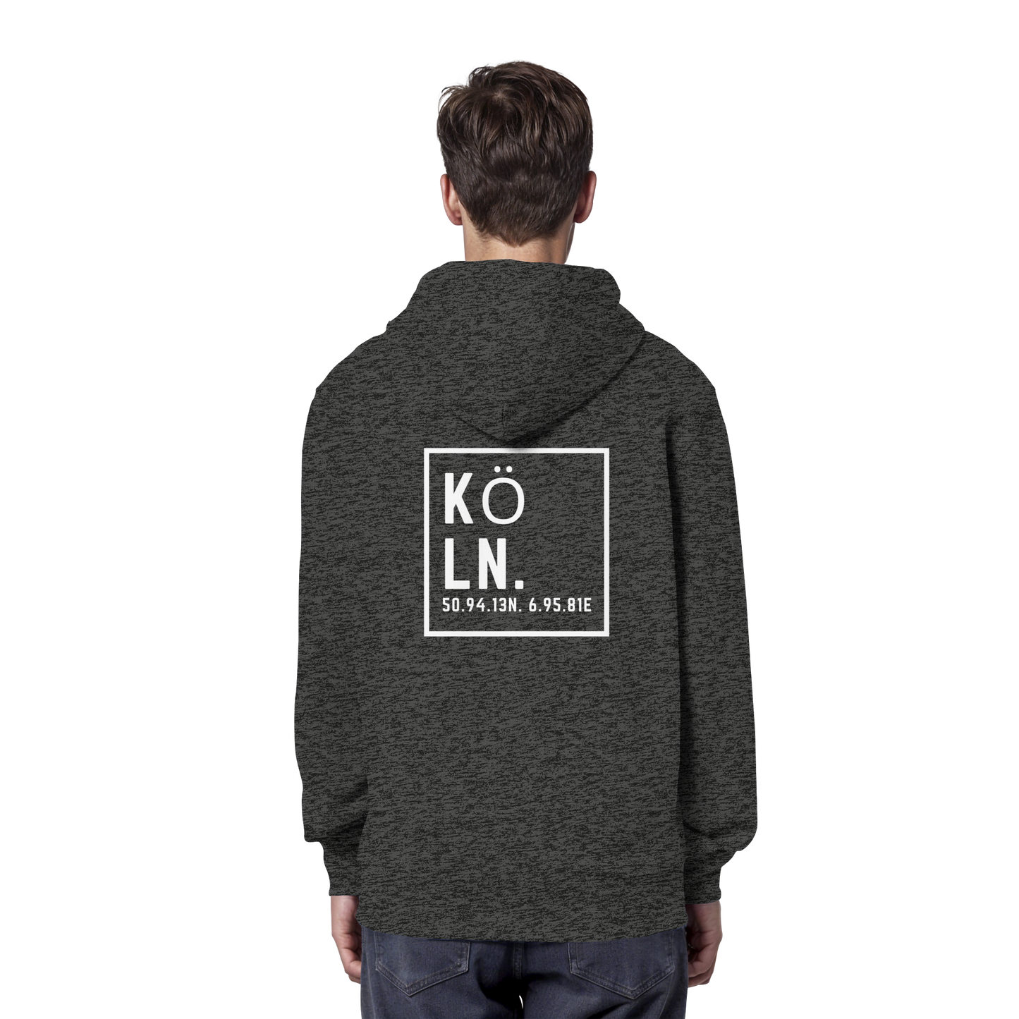 Köln Koordinaten (großer Druck auf dem Rücken) - Organic Hoodie