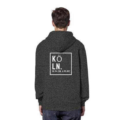 Köln Koordinaten (großer Druck auf dem Rücken) - Organic Hoodie
