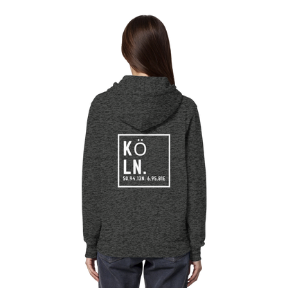 Köln Koordinaten (großer Druck auf dem Rücken) - Organic Hoodie