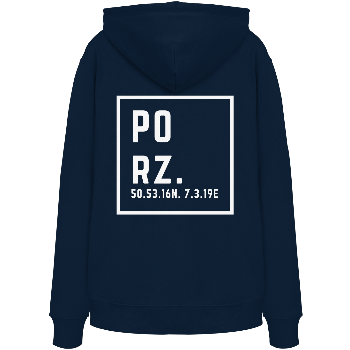 Porz Koordinaten (großer Druck Rücken)  - Organic Hoodie
