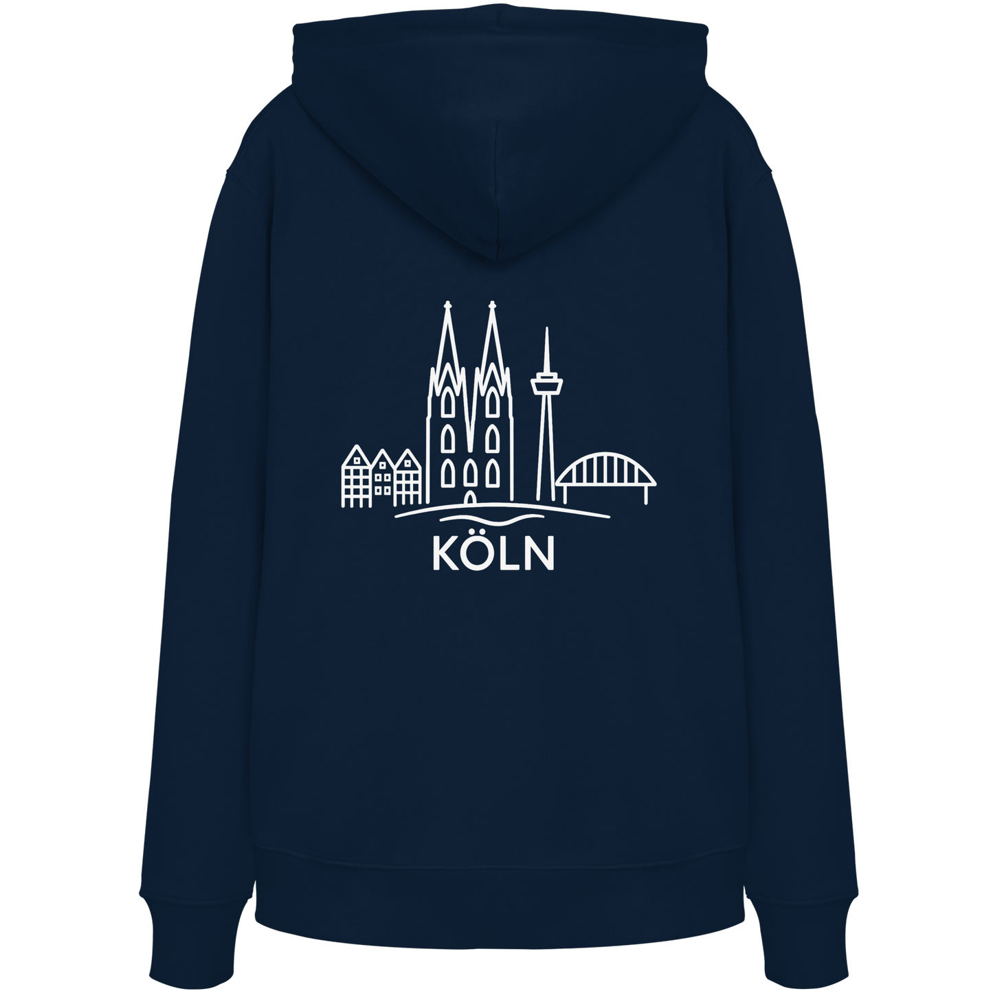 Köln Skyline (großer Druck auf dem Rücken) - Organic Hoodie