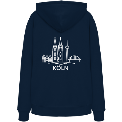 Köln Skyline (großer Druck auf dem Rücken) - Organic Hoodie