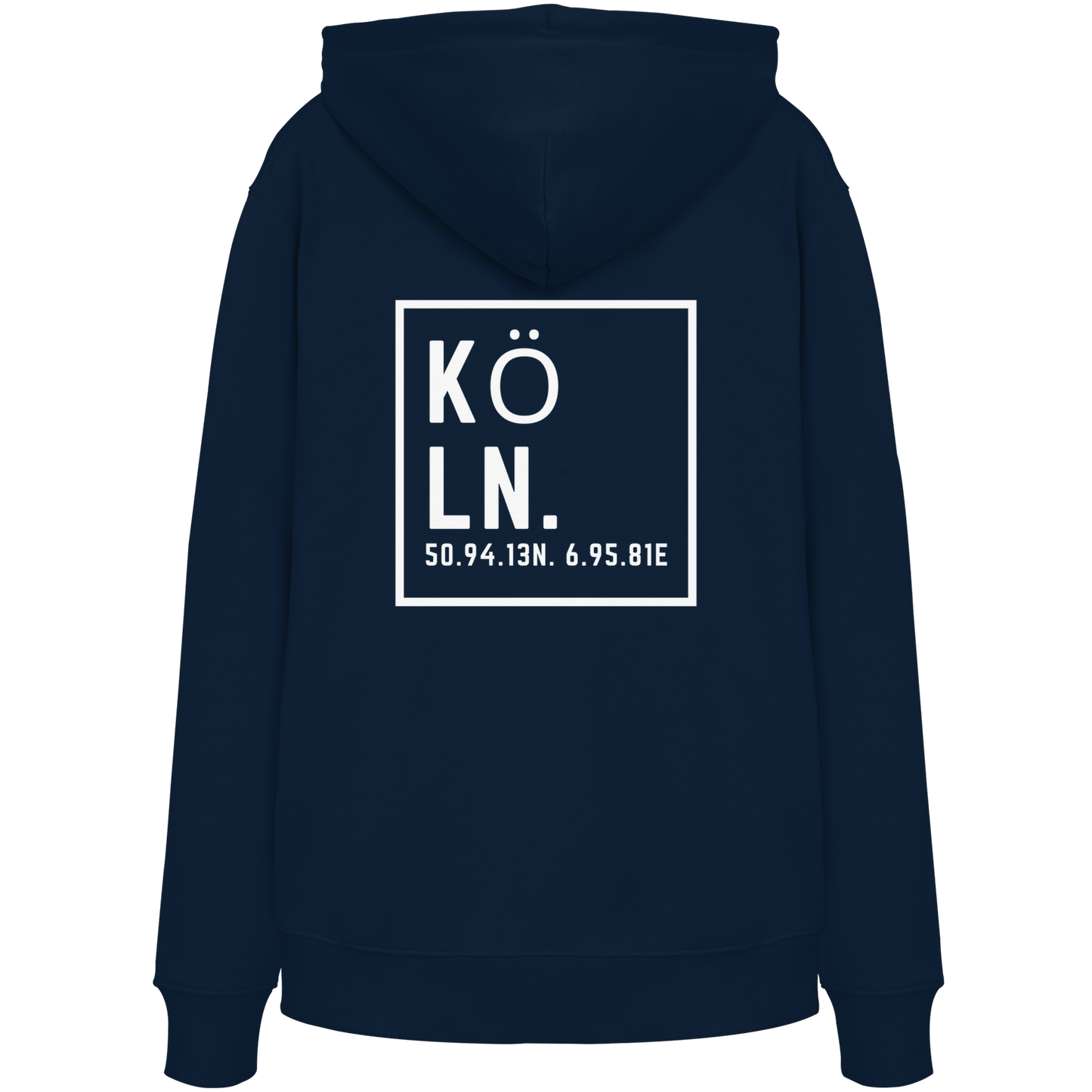Köln Koordinaten (großer Druck auf dem Rücken) - Organic Hoodie