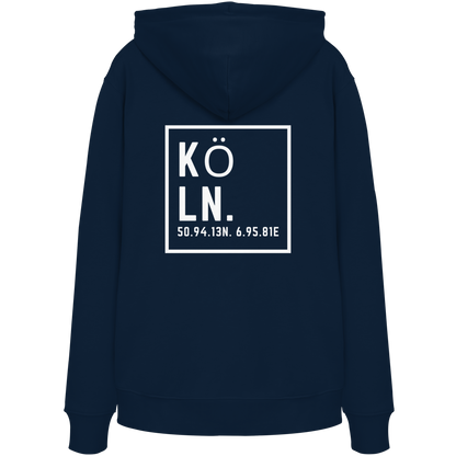 Köln Koordinaten (großer Druck auf dem Rücken) - Organic Hoodie