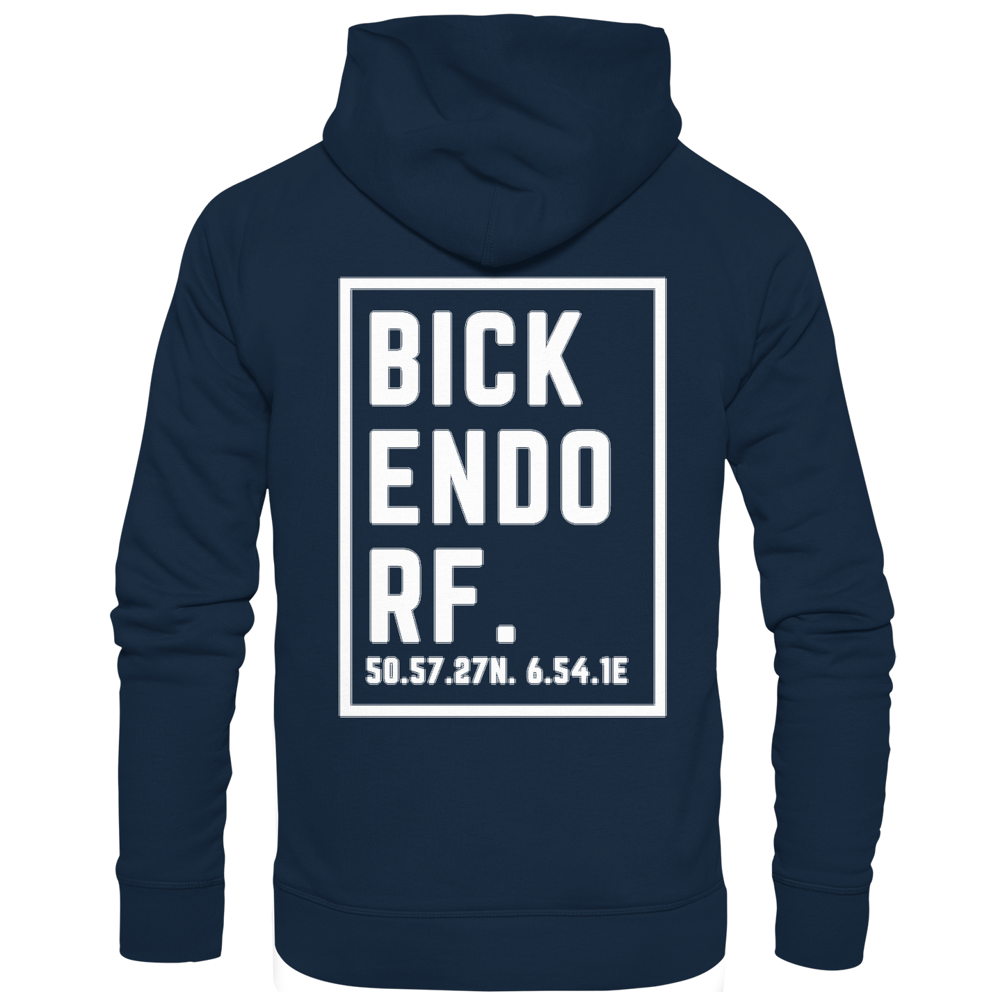 Bickendorf Koordinaten (großer Druck auf dem Rücken) - Organic Hoodie