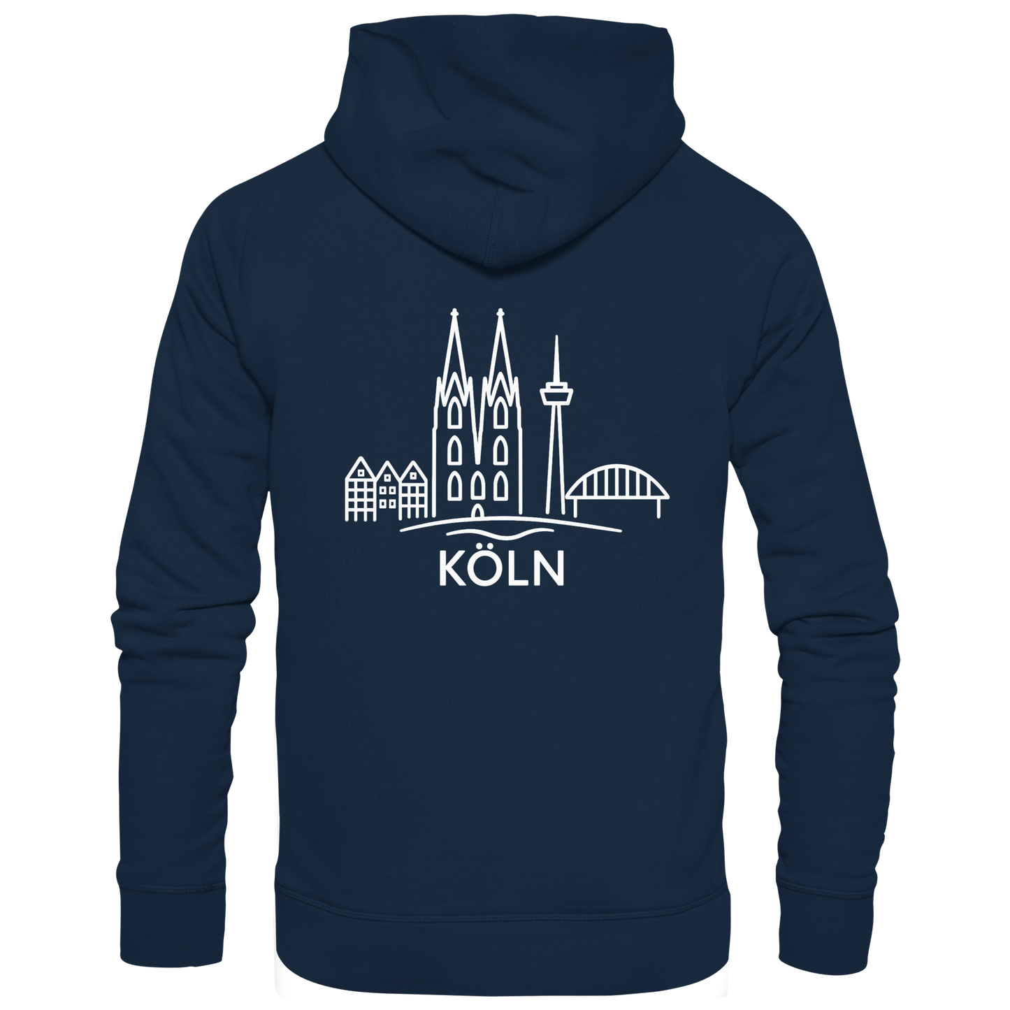 Köln Skyline (großer Druck auf dem Rücken) - Organic Hoodie
