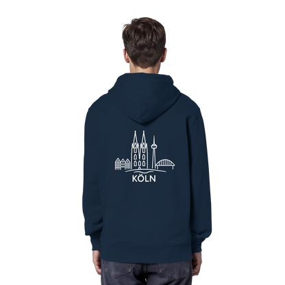Köln Skyline (großer Druck auf dem Rücken) - Organic Hoodie