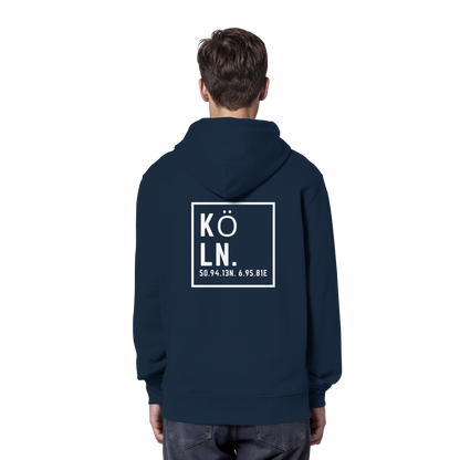 Köln Koordinaten (großer Druck auf dem Rücken) - Organic Hoodie