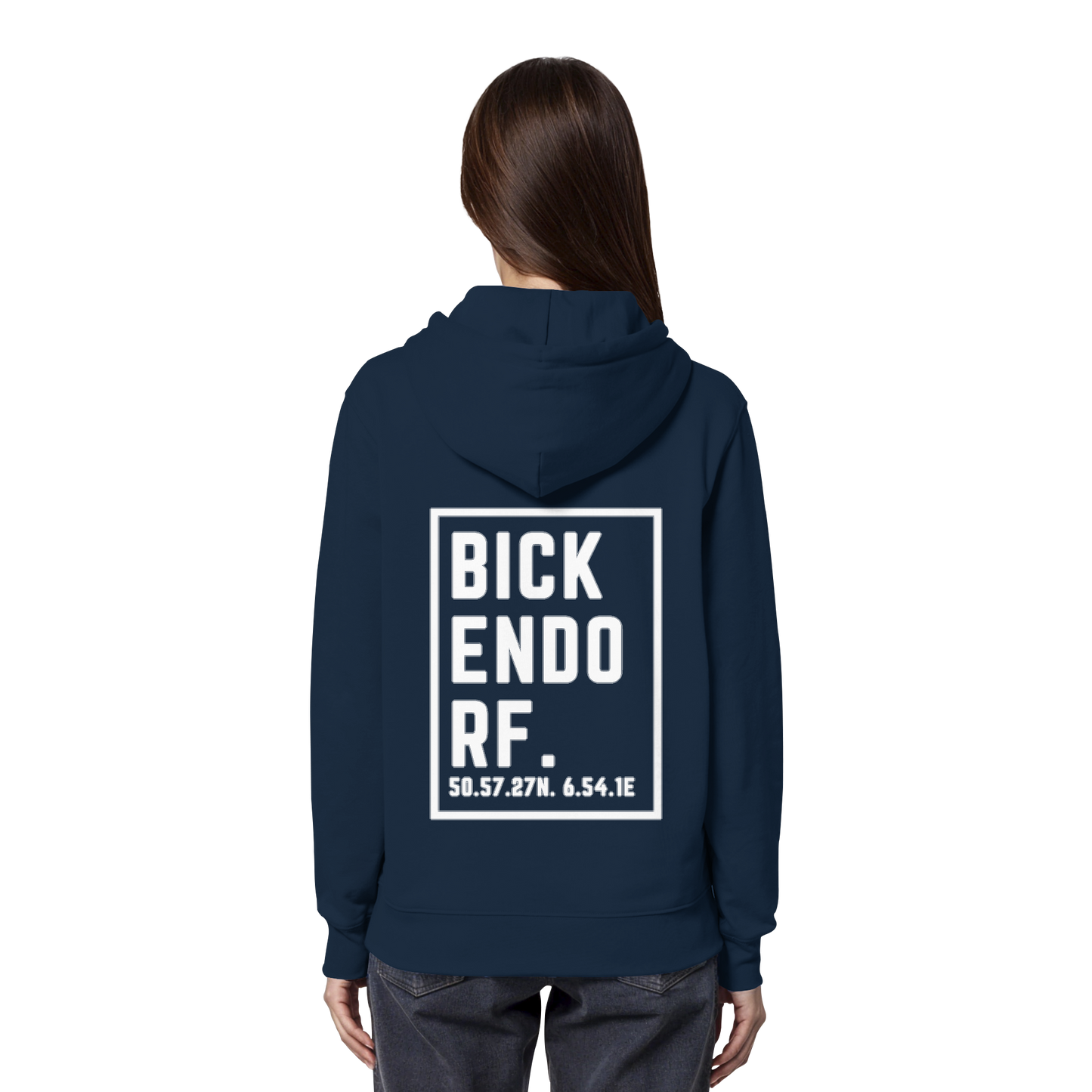 Bickendorf Koordinaten (großer Druck auf dem Rücken) - Organic Hoodie