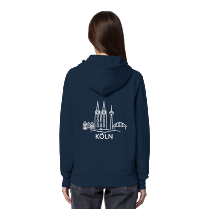Köln Skyline (großer Druck auf dem Rücken) - Organic Hoodie