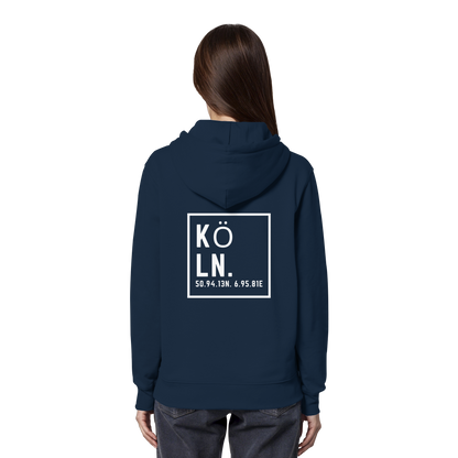 Köln Koordinaten (großer Druck auf dem Rücken) - Organic Hoodie