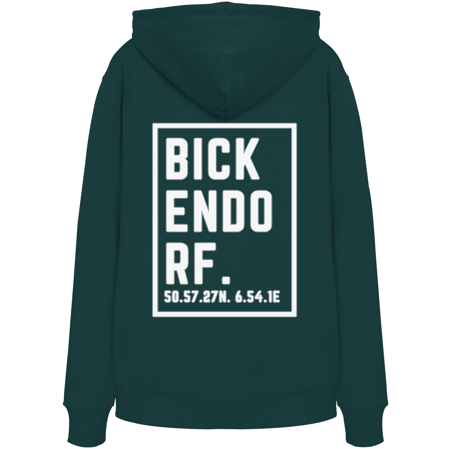 Bickendorf Koordinaten (großer Druck auf dem Rücken) - Organic Hoodie