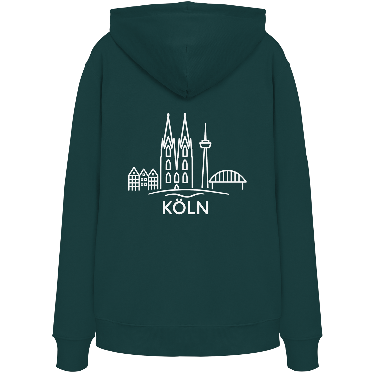 Köln Skyline (großer Druck auf dem Rücken) - Organic Hoodie