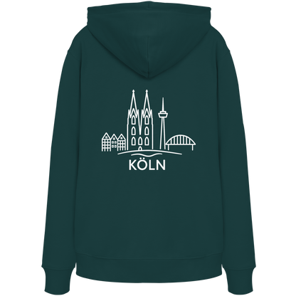 Köln Skyline (großer Druck auf dem Rücken) - Organic Hoodie