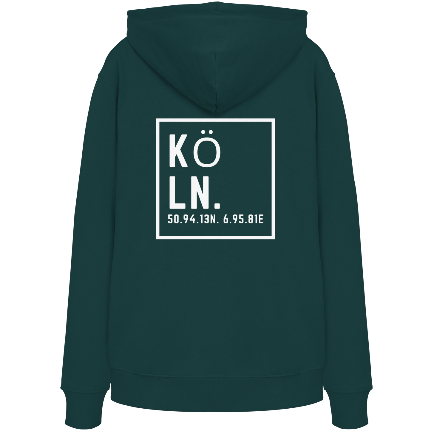 Köln Koordinaten (großer Druck auf dem Rücken) - Organic Hoodie