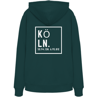 Köln Koordinaten (großer Druck auf dem Rücken) - Organic Hoodie