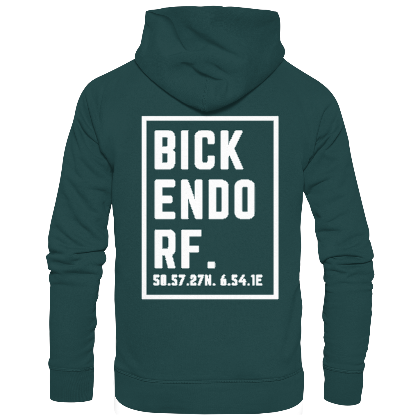 Bickendorf Koordinaten (großer Druck auf dem Rücken) - Organic Hoodie