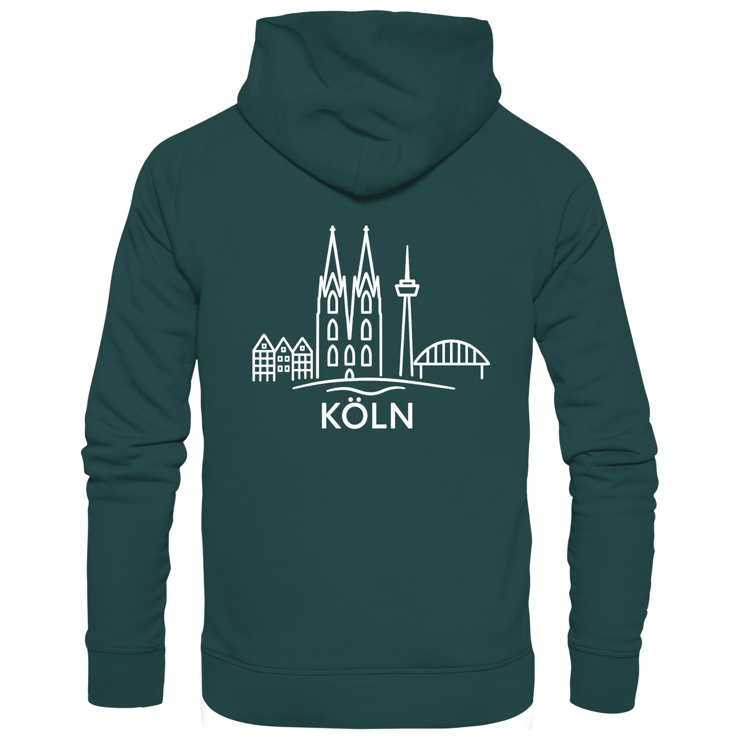Köln Skyline (großer Druck auf dem Rücken) - Organic Hoodie