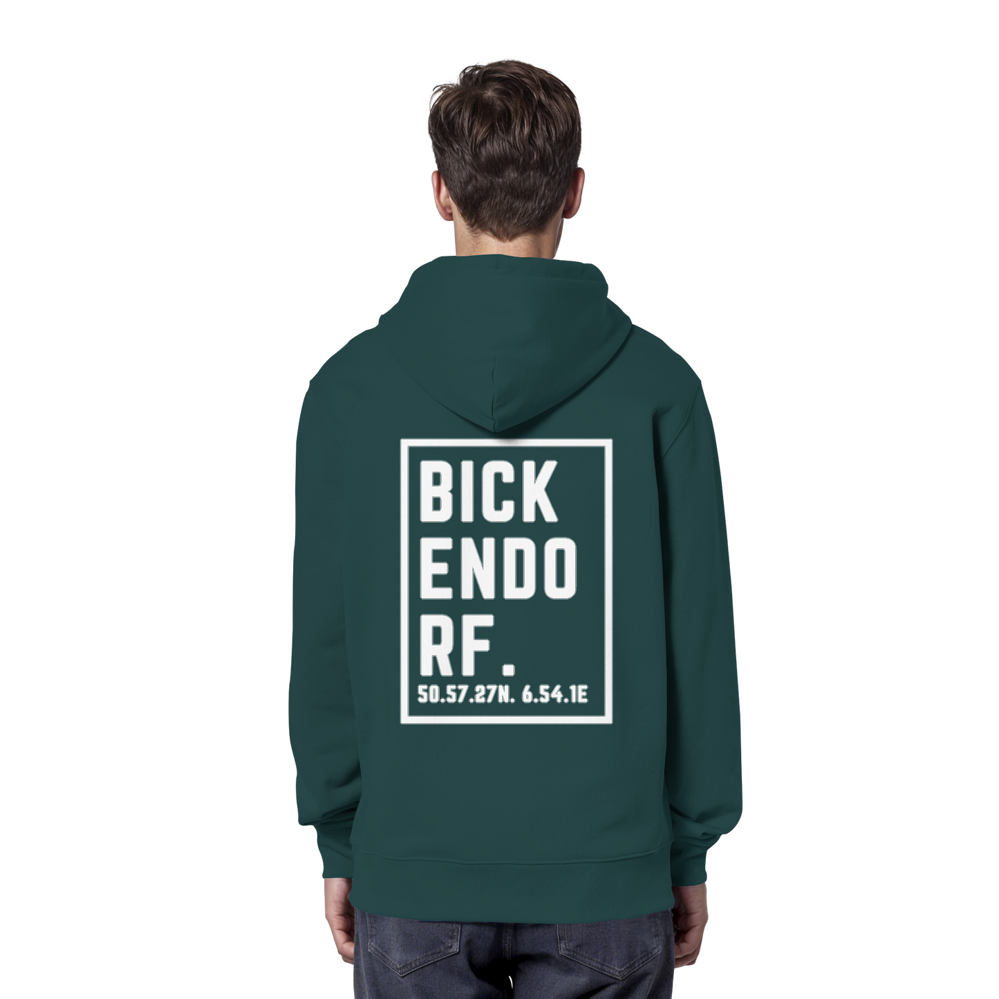 Bickendorf Koordinaten (großer Druck auf dem Rücken) - Organic Hoodie