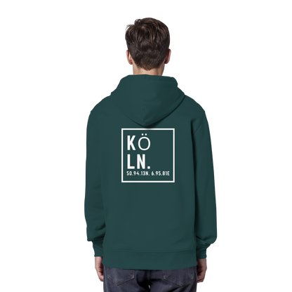 Köln Koordinaten (großer Druck auf dem Rücken) - Organic Hoodie