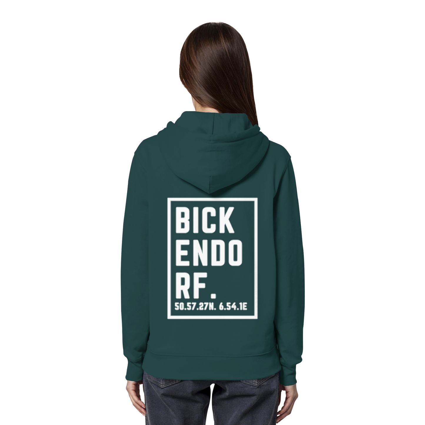 Bickendorf Koordinaten (großer Druck auf dem Rücken) - Organic Hoodie