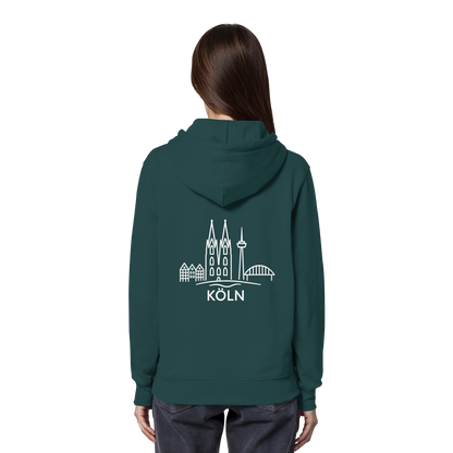 Köln Skyline (großer Druck auf dem Rücken) - Organic Hoodie