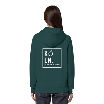 Köln Koordinaten (großer Druck auf dem Rücken) - Organic Hoodie