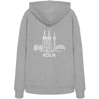 Köln Skyline (großer Druck auf dem Rücken) - Organic Hoodie