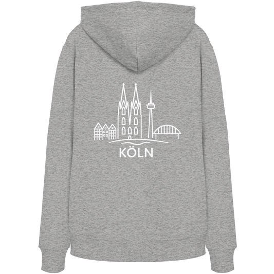 Köln Skyline (großer Druck auf dem Rücken) - Organic Hoodie