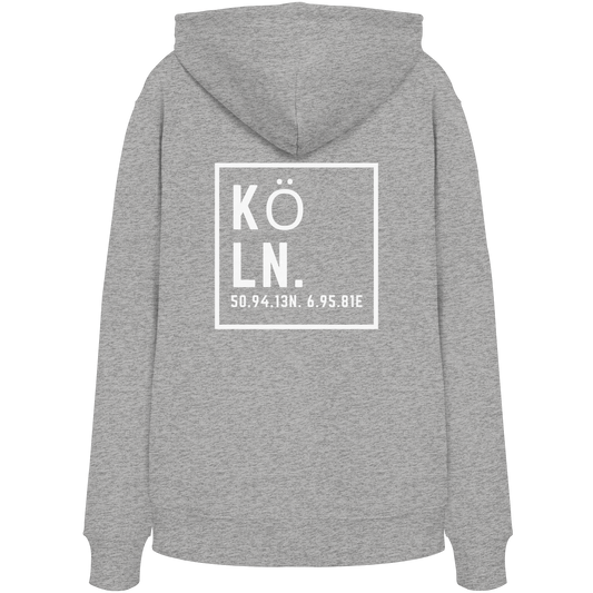 Köln Koordinaten (großer Druck auf dem Rücken) - Organic Hoodie
