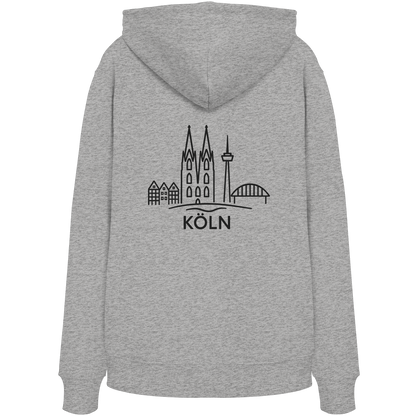 Köln Skyline (großer Druck auf dem Rücken) - Organic Hoodie