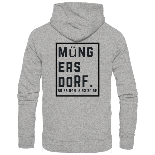 Müngersdorf Koordinaten (großer Druck auf dem Rücken) - Organic Hoodie