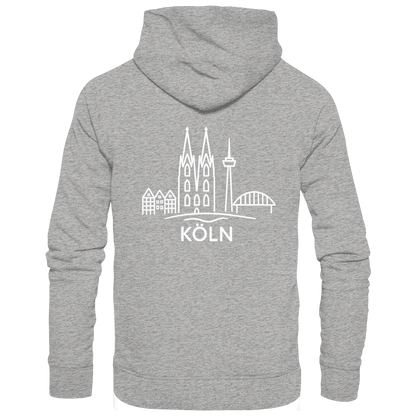 Köln Skyline (großer Druck auf dem Rücken) - Organic Hoodie