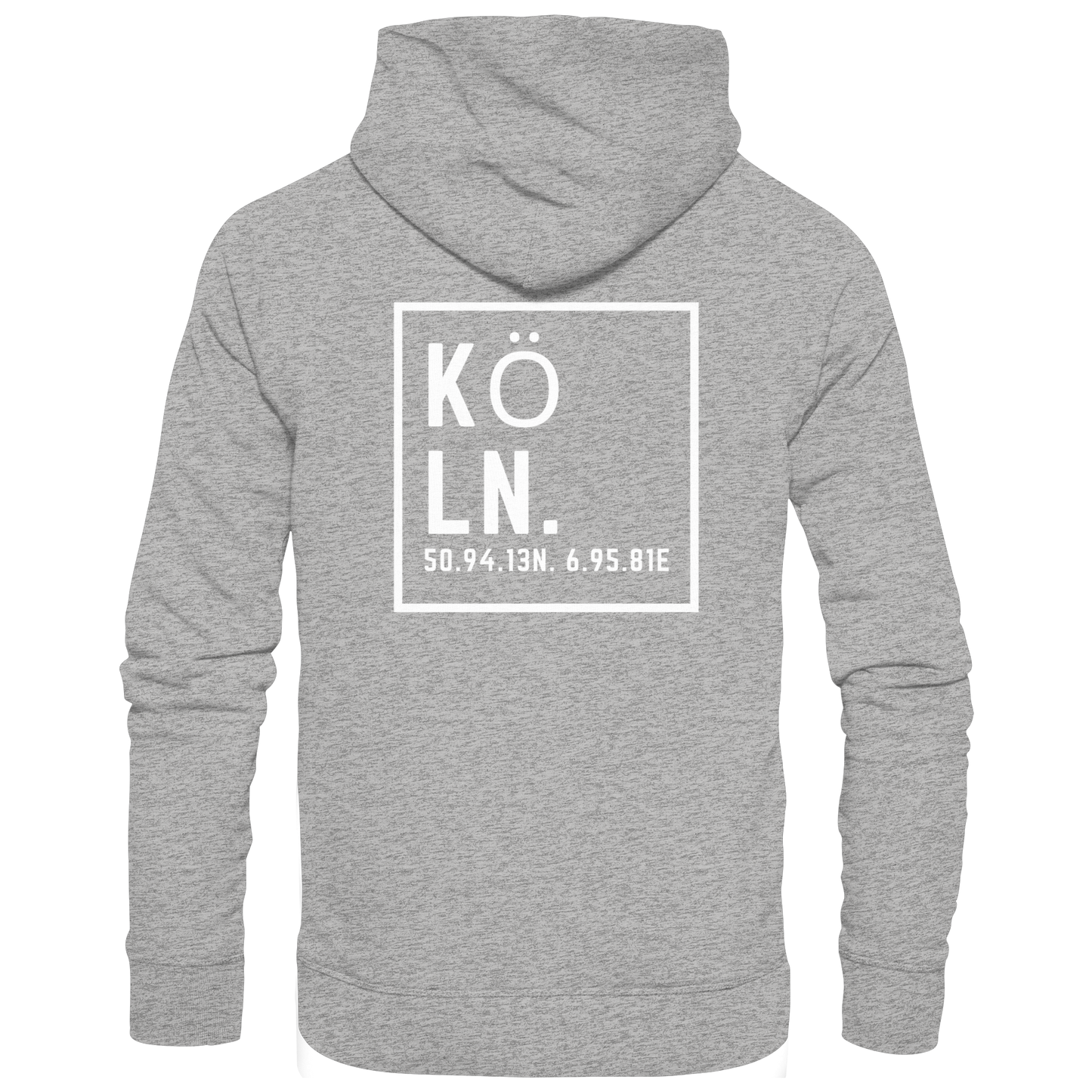 Köln Koordinaten (großer Druck auf dem Rücken) - Organic Hoodie