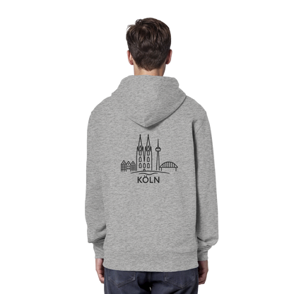 Köln Skyline (großer Druck auf dem Rücken) - Organic Hoodie