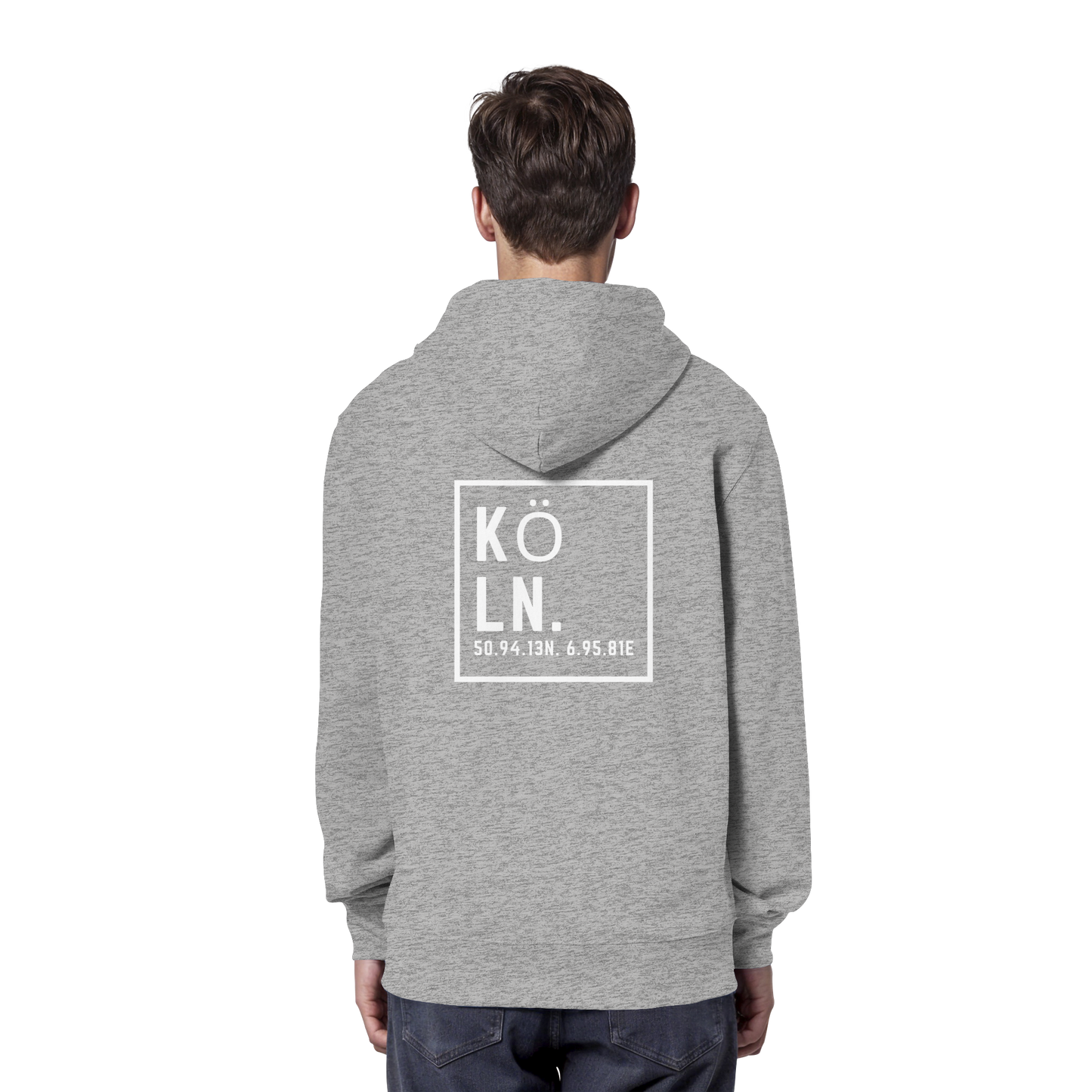 Köln Koordinaten (großer Druck auf dem Rücken) - Organic Hoodie