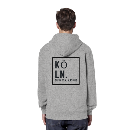 Köln Koordinaten (großer Druck auf dem Rücken) - Organic Hoodie