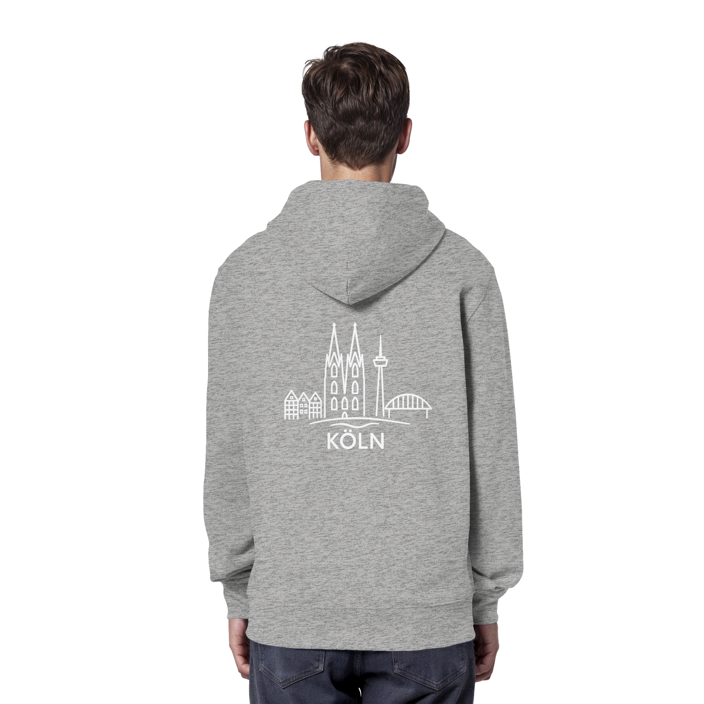 Köln Skyline (großer Druck auf dem Rücken) - Organic Hoodie