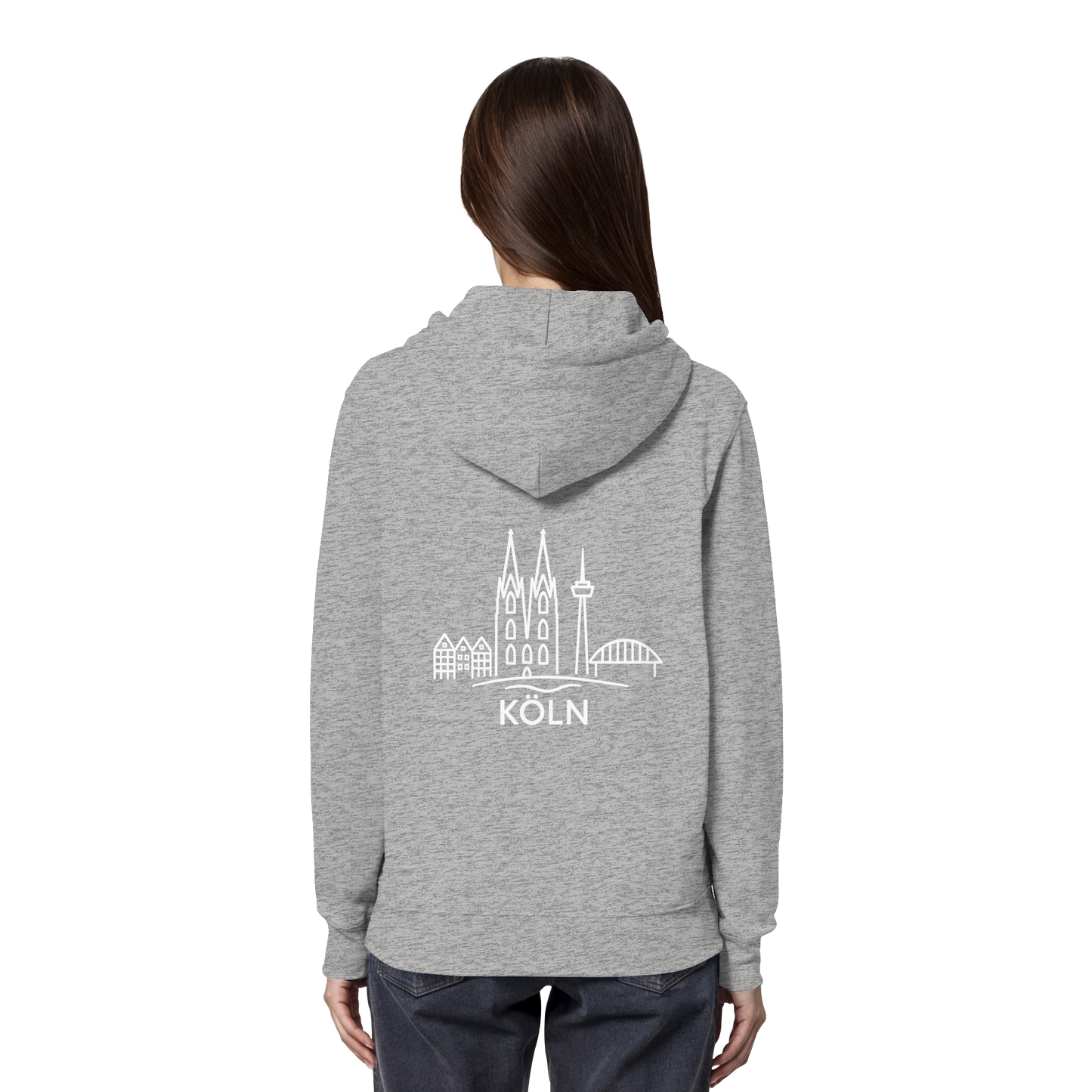 Köln Skyline (großer Druck auf dem Rücken) - Organic Hoodie