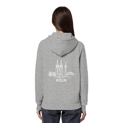 Köln Skyline (großer Druck auf dem Rücken) - Organic Hoodie