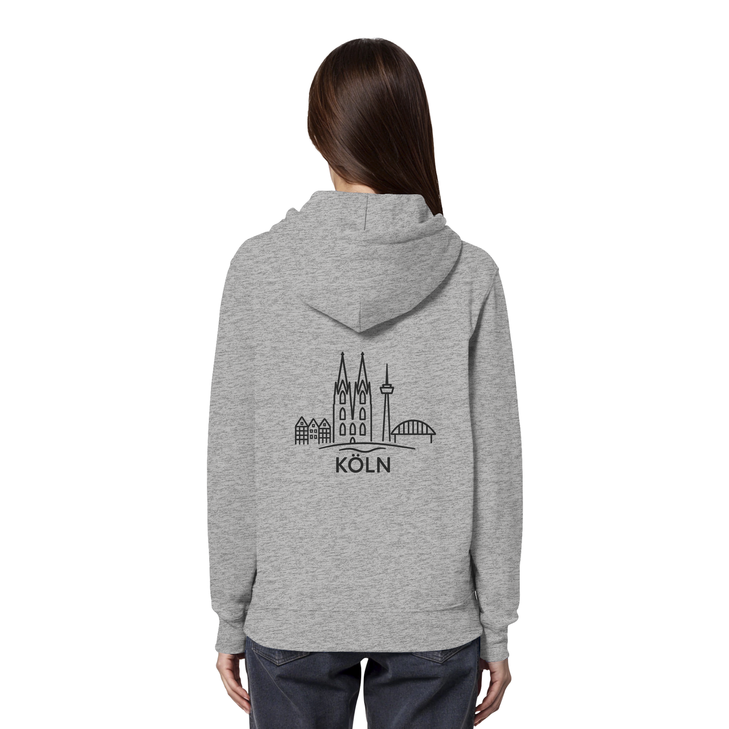 Köln Skyline (großer Druck auf dem Rücken) - Organic Hoodie