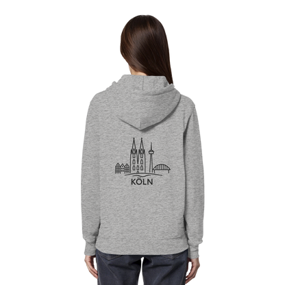 Köln Skyline (großer Druck auf dem Rücken) - Organic Hoodie