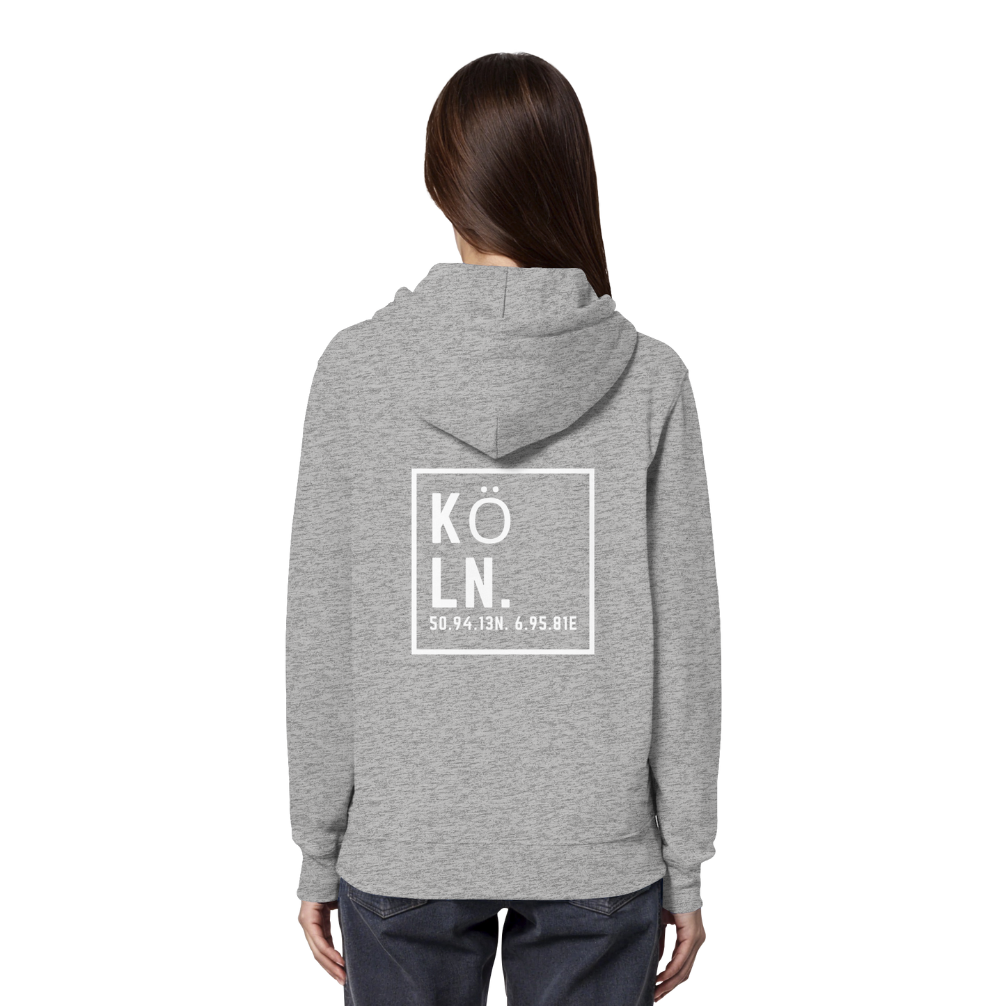 Köln Koordinaten (großer Druck auf dem Rücken) - Organic Hoodie