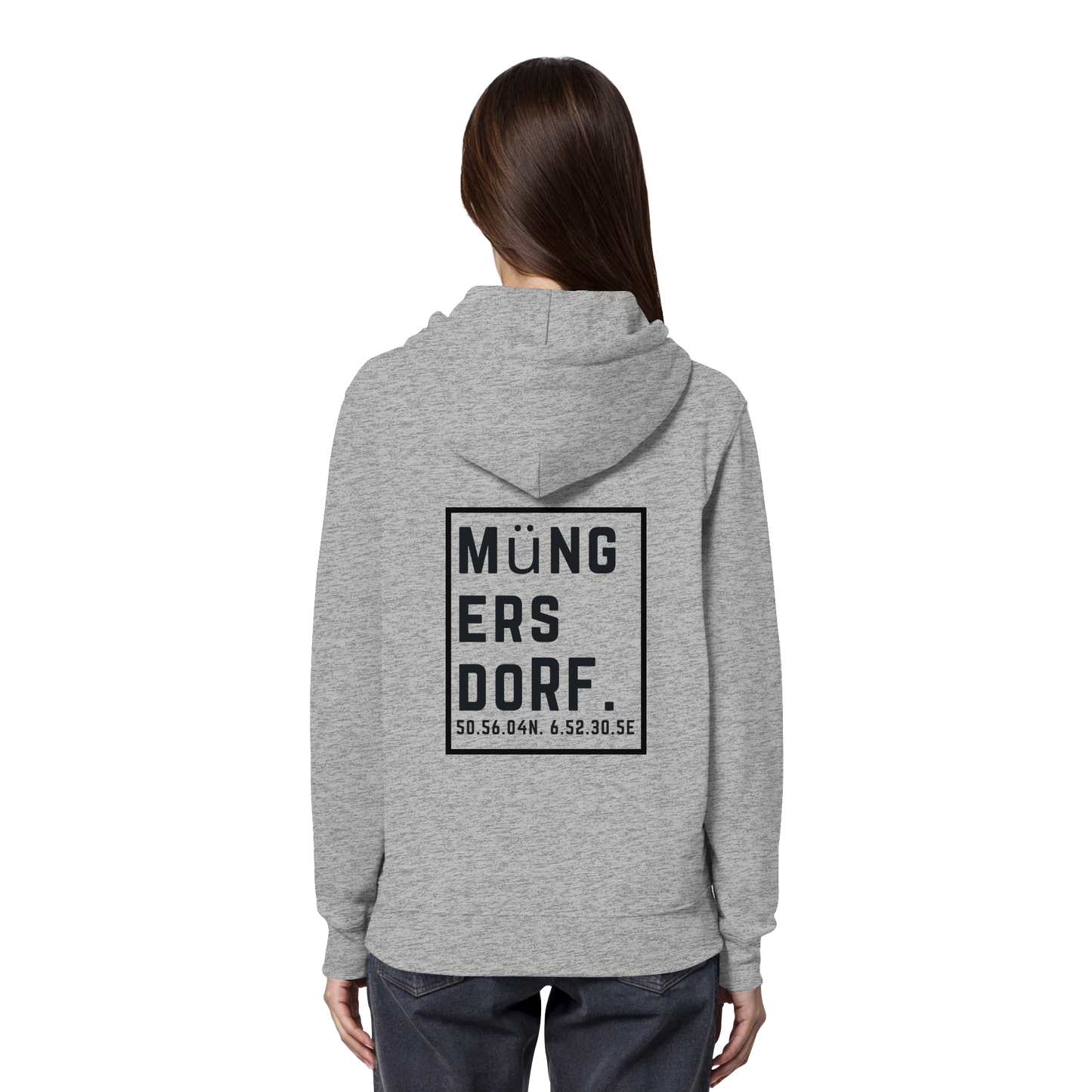 Müngersdorf Koordinaten (großer Druck auf dem Rücken) - Organic Hoodie