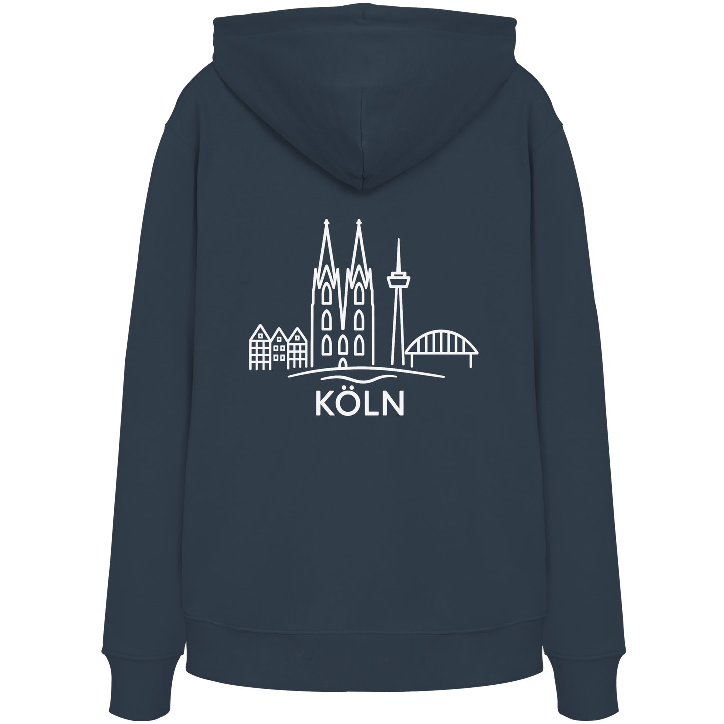 Köln Skyline (großer Druck auf dem Rücken) - Organic Hoodie