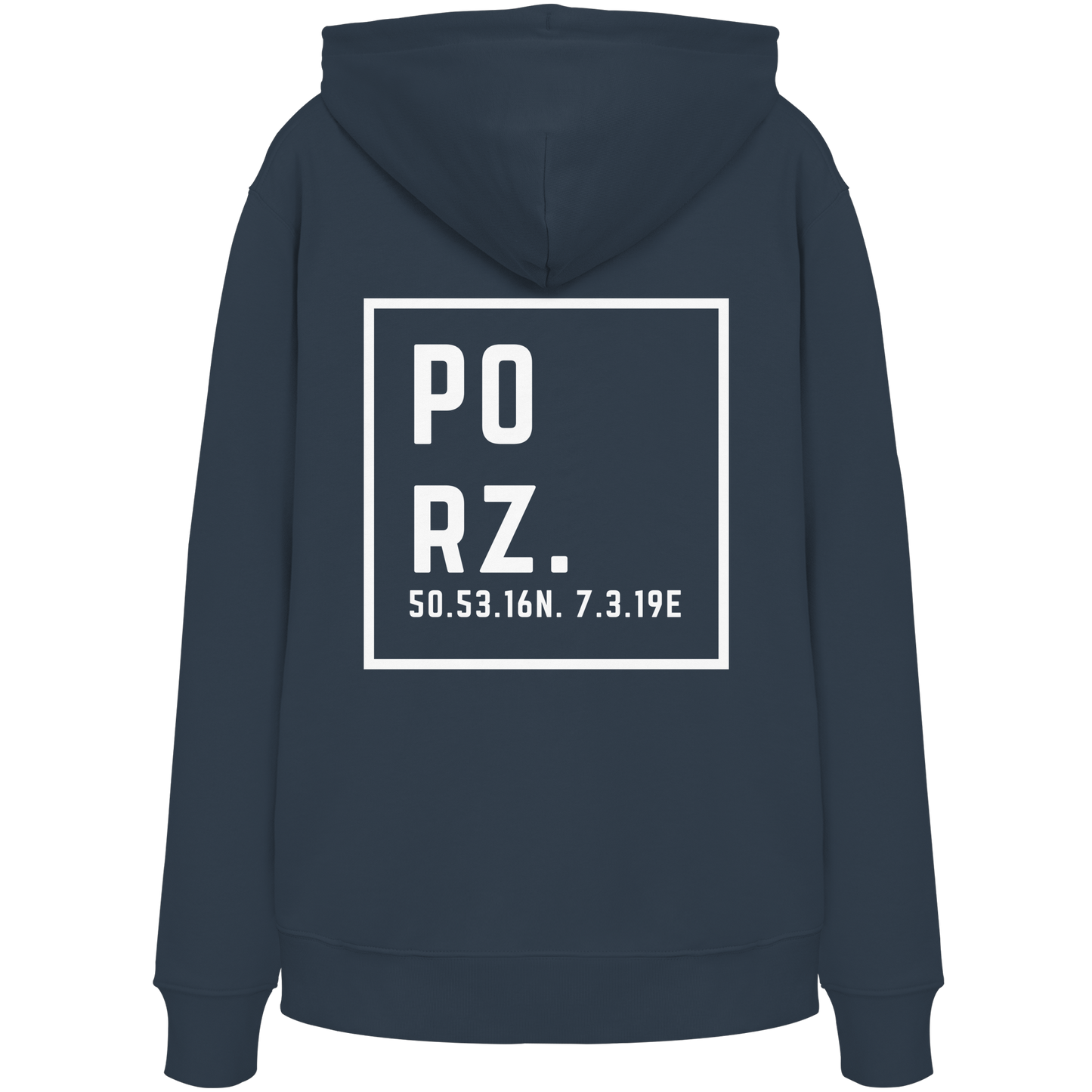 Porz Koordinaten (großer Druck Rücken)  - Organic Hoodie