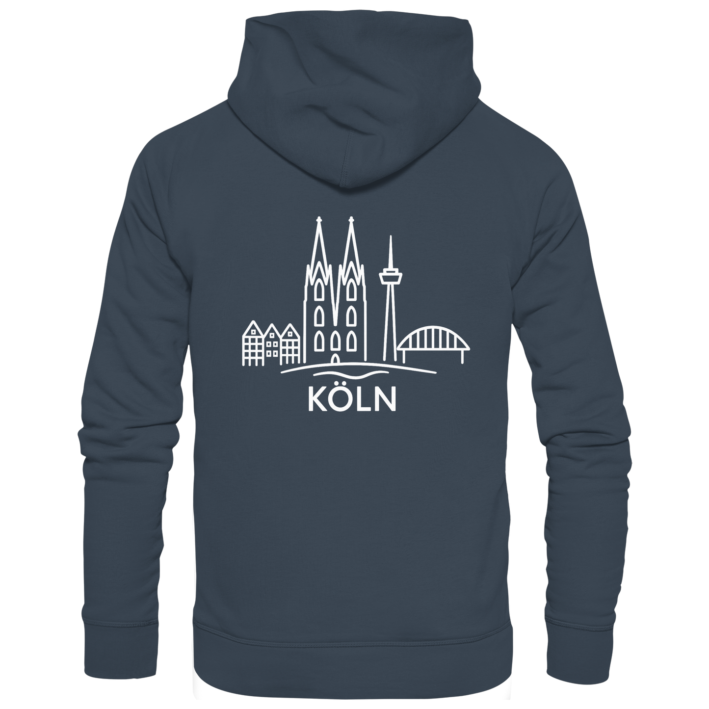 Köln Skyline (großer Druck auf dem Rücken) - Organic Hoodie